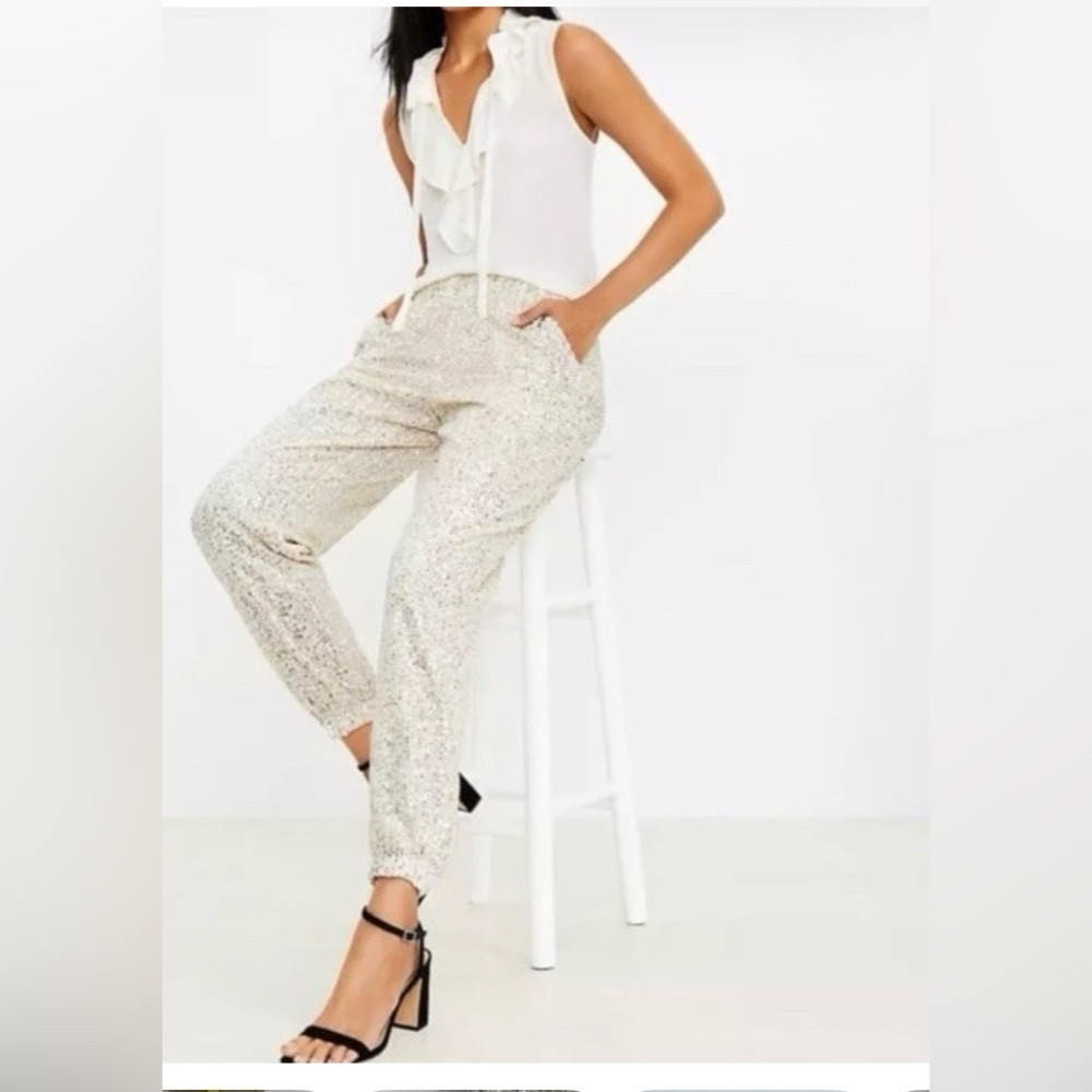 LOFT Women’s PM Silver Sequin Joggers